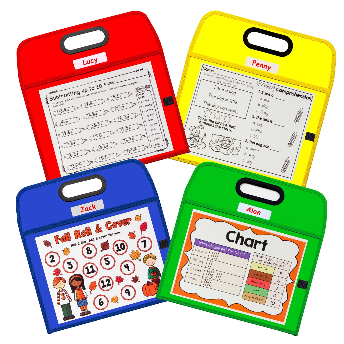 Primary Colors Portable Dry Erase Pocket